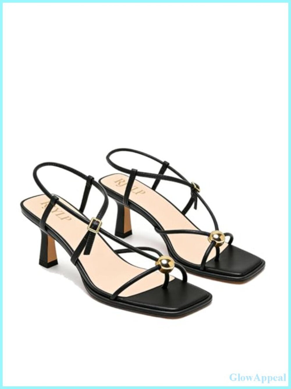 Kitten Heel Sandals Faux Leather Slingback Square Toe Dressy Casual